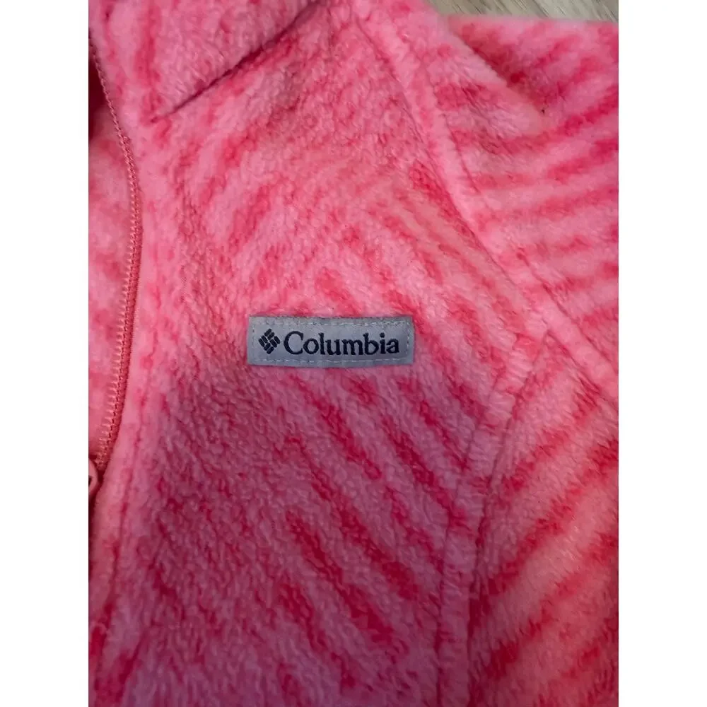 Girl's Size 3T Columbia Pink Patterned Fleece Full Zip Up Jacket